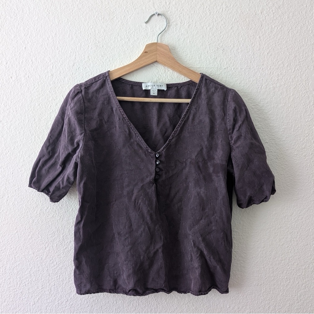 Amour Vert Tencel Blouse Purple Size XS